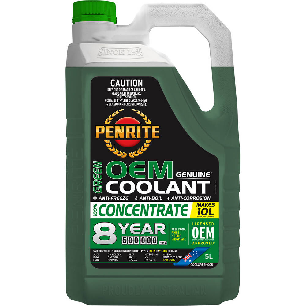 Penrite Green Long Life Anti Freeze / Anti Boil Concentrate Coolant - 5L