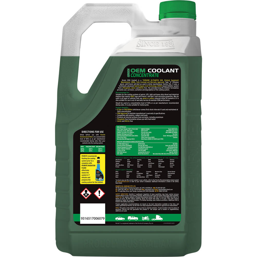 Penrite Green Long Life Anti Freeze / Anti Boil Concentrate Coolant - 5L